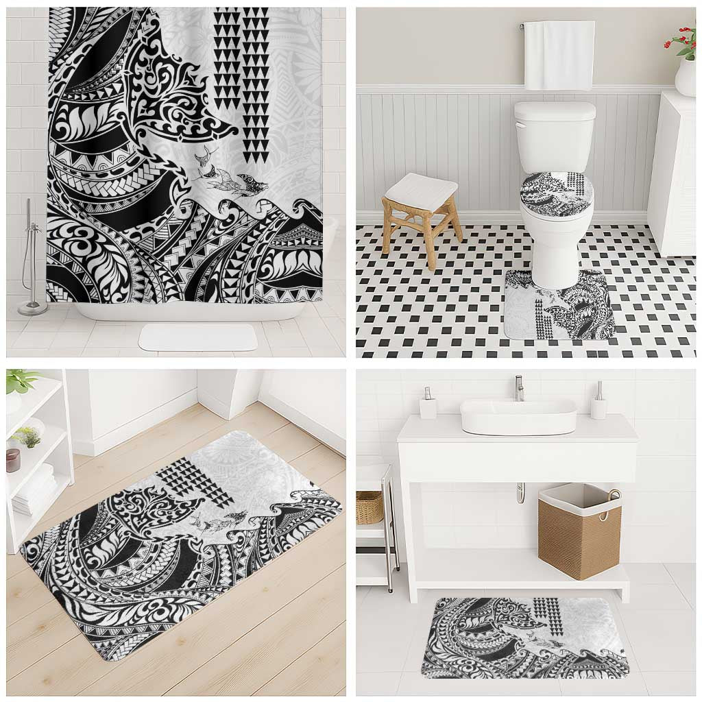 Hawaiian Tribal Manta Ray Bathroom Set Kakau Tattoo and Polynesian Art Motif Pattern LT03 - Polynesian Pride