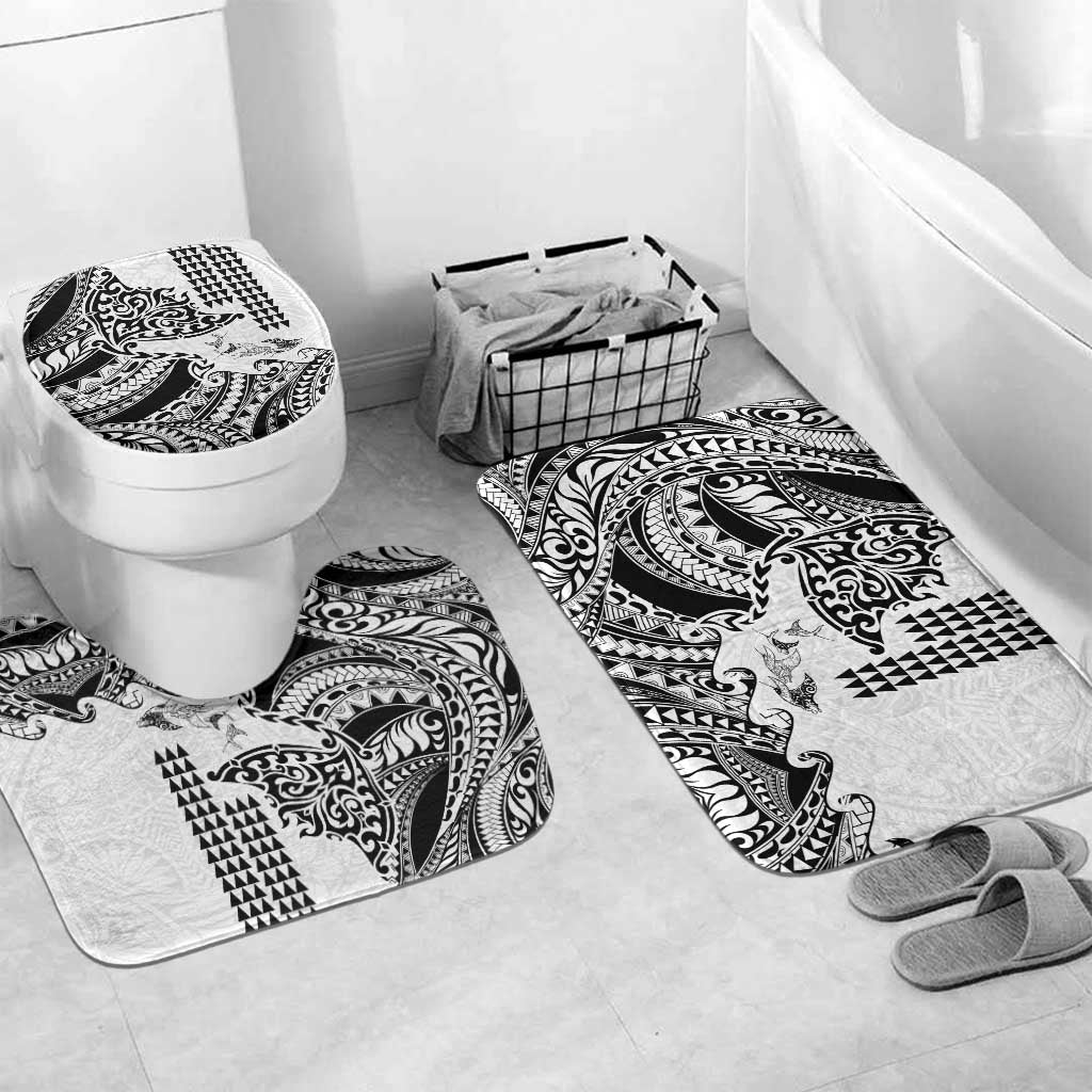 Hawaiian Tribal Manta Ray Bathroom Set Kakau Tattoo and Polynesian Art Motif Pattern LT03 Mat Set Only (3 pcs) One Size Multicolor - Polynesian Pride