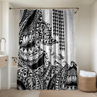 Hawaiian Tribal Manta Ray Bathroom Set Kakau Tattoo and Polynesian Art Motif Pattern LT03 Shower Curtain Only Multicolor - Polynesian Pride