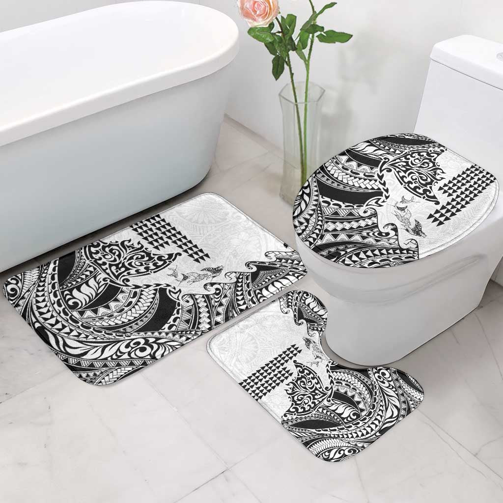 Hawaiian Tribal Manta Ray Bathroom Set Kakau Tattoo and Polynesian Art Motif Pattern LT03 - Polynesian Pride