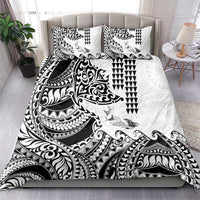 Hawaiian Tribal Manta Ray Bedding Set Kakau Tattoo and Polynesian Art Motif Pattern