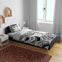 Hawaiian Tribal Manta Ray Bedding Set Kakau Tattoo and Polynesian Art Motif Pattern
