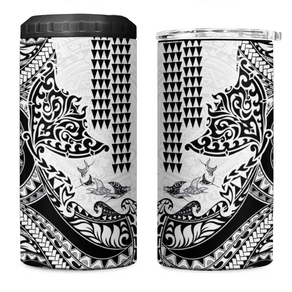Hawaiian Tribal Manta Ray 4 in 1 Can Cooler Tumbler Kakau Tattoo and Polynesian Art Motif Pattern LT03 One Size: 16 oz Multicolor - Polynesian Pride