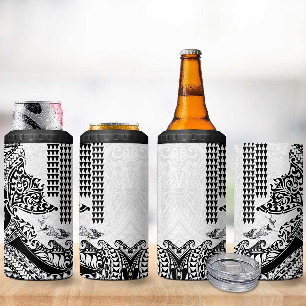 Hawaiian Tribal Manta Ray 4 in 1 Can Cooler Tumbler Kakau Tattoo and Polynesian Art Motif Pattern LT03 - Polynesian Pride
