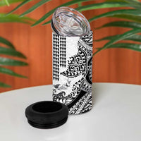 Hawaiian Tribal Manta Ray 4 in 1 Can Cooler Tumbler Kakau Tattoo and Polynesian Art Motif Pattern LT03 - Polynesian Pride