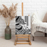 Hawaiian Tribal Manta Ray Canvas Wall Art Kakau Tattoo and Polynesian Art Motif Pattern