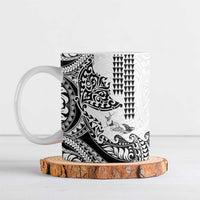 Hawaiian Tribal Manta Ray Ceramic Mug Kakau Tattoo and Polynesian Art Motif Pattern