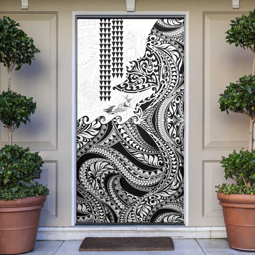 Hawaiian Tribal Manta Ray Door Cover Kakau Tattoo and Polynesian Art Motif Pattern LT03 Multicolor - Polynesian Pride