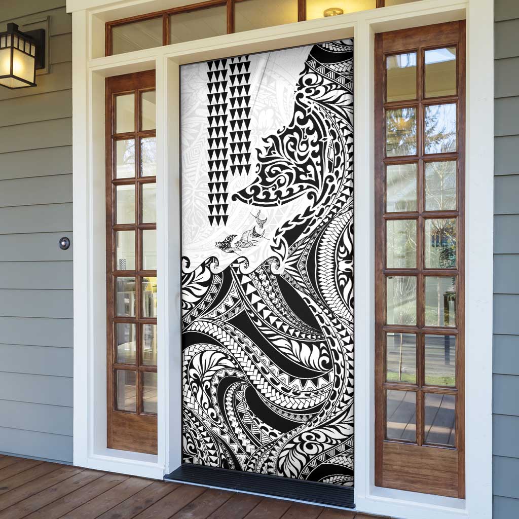 Hawaiian Tribal Manta Ray Door Cover Kakau Tattoo and Polynesian Art Motif Pattern LT03 - Polynesian Pride