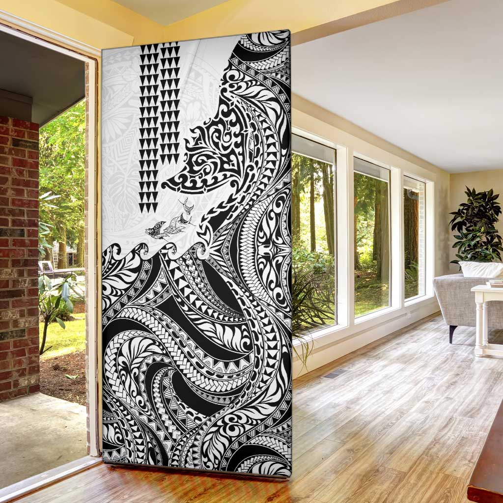 Hawaiian Tribal Manta Ray Door Cover Kakau Tattoo and Polynesian Art Motif Pattern LT03 - Polynesian Pride