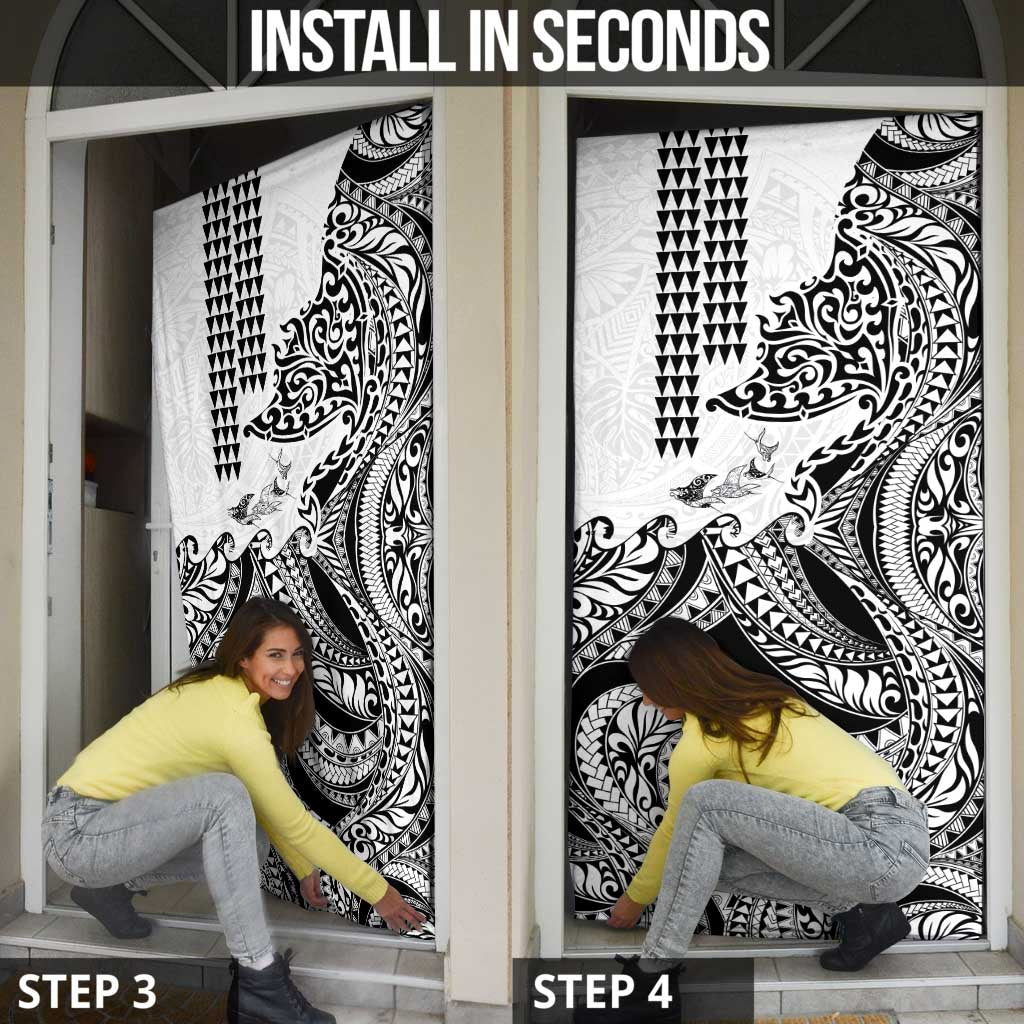 Hawaiian Tribal Manta Ray Door Cover Kakau Tattoo and Polynesian Art Motif Pattern LT03 - Polynesian Pride