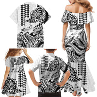 Hawaiian Tribal Manta Ray Family Matching Mermaid Dress and Hawaiian Shirt Kakau Tattoo and Polynesian Art Motif Pattern LT03 - Polynesian Pride