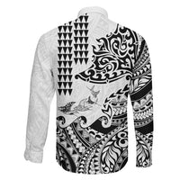 Hawaiian Tribal Manta Ray Family Matching Off Shoulder Short Dress and Hawaiian Shirt Kakau Tattoo and Polynesian Art Motif Pattern LT03 - Polynesian Pride