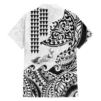 Hawaiian Tribal Manta Ray Family Matching Puletasi and Hawaiian Shirt Kakau Tattoo and Polynesian Art Motif Pattern LT03 - Polynesian Pride