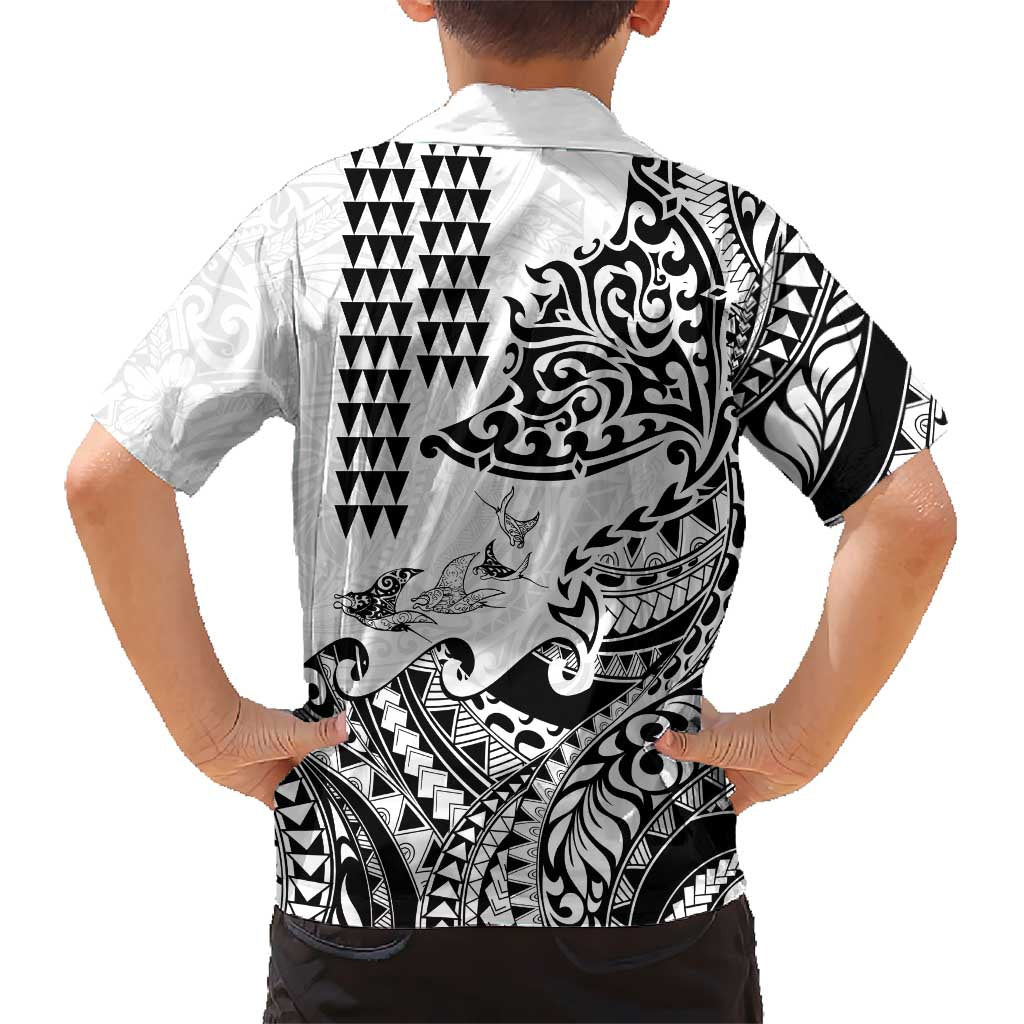 Hawaiian Tribal Manta Ray Family Matching Tank Maxi Dress and Hawaiian Shirt Kakau Tattoo and Polynesian Art Motif Pattern LT03 - Polynesian Pride