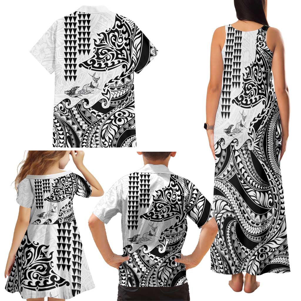 Hawaiian Tribal Manta Ray Family Matching Tank Maxi Dress and Hawaiian Shirt Kakau Tattoo and Polynesian Art Motif Pattern LT03 - Polynesian Pride