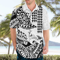 Hawaiian Tribal Manta Ray Hawaiian Shirt Kakau Tattoo and Polynesian Art Motif Pattern LT03 - Polynesian Pride
