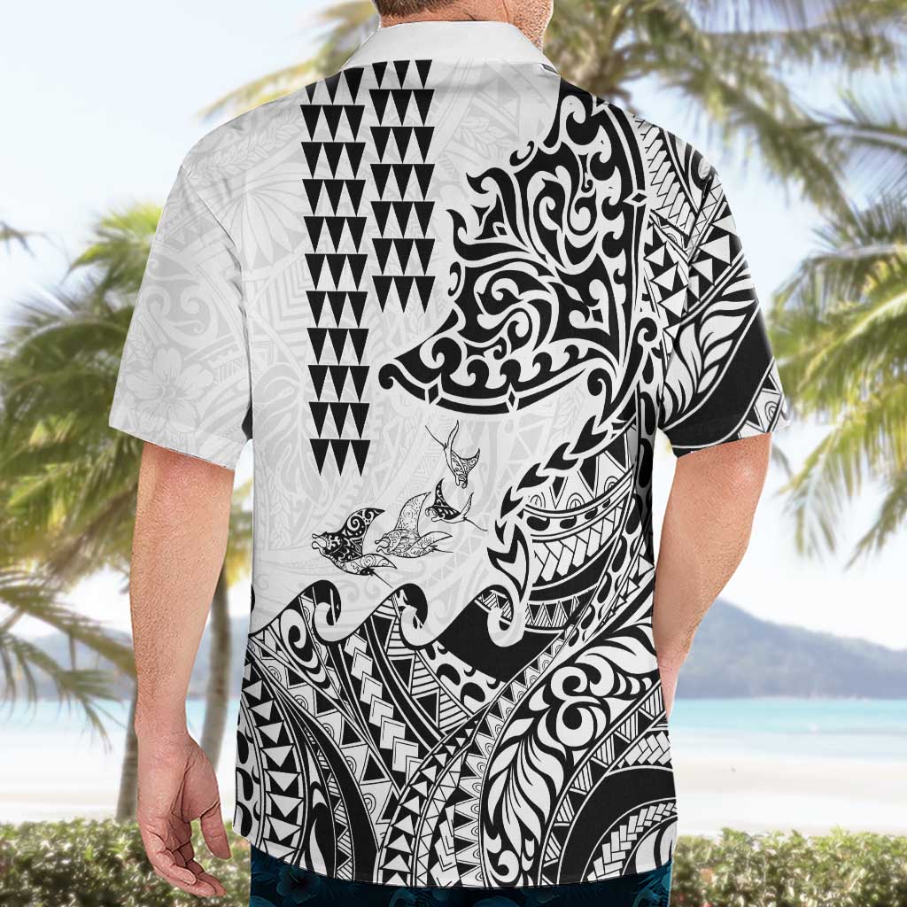 Hawaiian Tribal Manta Ray Hawaiian Shirt Kakau Tattoo and Polynesian Art Motif Pattern LT03 - Polynesian Pride