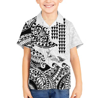 Hawaiian Tribal Manta Ray Hawaiian Shirt Kakau Tattoo and Polynesian Art Motif Pattern LT03 - Polynesian Pride
