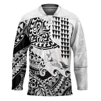 Hawaiian Tribal Manta Ray Hockey Jersey Kakau Tattoo and Polynesian Art Motif Pattern LT03 Unisex Multicolor - Polynesian Pride