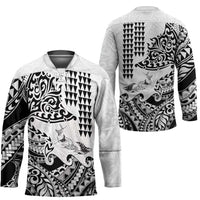 Hawaiian Tribal Manta Ray Hockey Jersey Kakau Tattoo and Polynesian Art Motif Pattern LT03 - Polynesian Pride