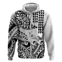 Hawaiian Tribal Manta Ray Hoodie Kakau Tattoo and Polynesian Art Motif Pattern