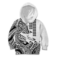 Hawaiian Tribal Manta Ray Kid Hoodie Kakau Tattoo and Polynesian Art Motif Pattern LT03 Hoodie Multicolor - Polynesian Pride