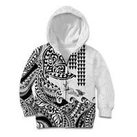 Hawaiian Tribal Manta Ray Kid Hoodie Kakau Tattoo and Polynesian Art Motif Pattern LT03 Zip Hoodie Multicolor - Polynesian Pride