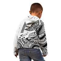 Hawaiian Tribal Manta Ray Kid Hoodie Kakau Tattoo and Polynesian Art Motif Pattern LT03 - Polynesian Pride
