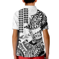 Hawaiian Tribal Manta Ray Kid Polo Shirt Kakau Tattoo and Polynesian Art Motif Pattern LT03 - Polynesian Pride