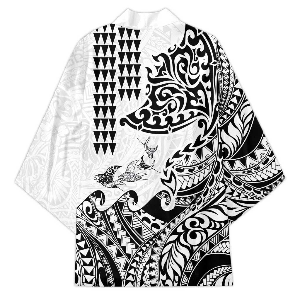 Hawaiian Tribal Manta Ray Kimono Kakau Tattoo and Polynesian Art Motif Pattern
