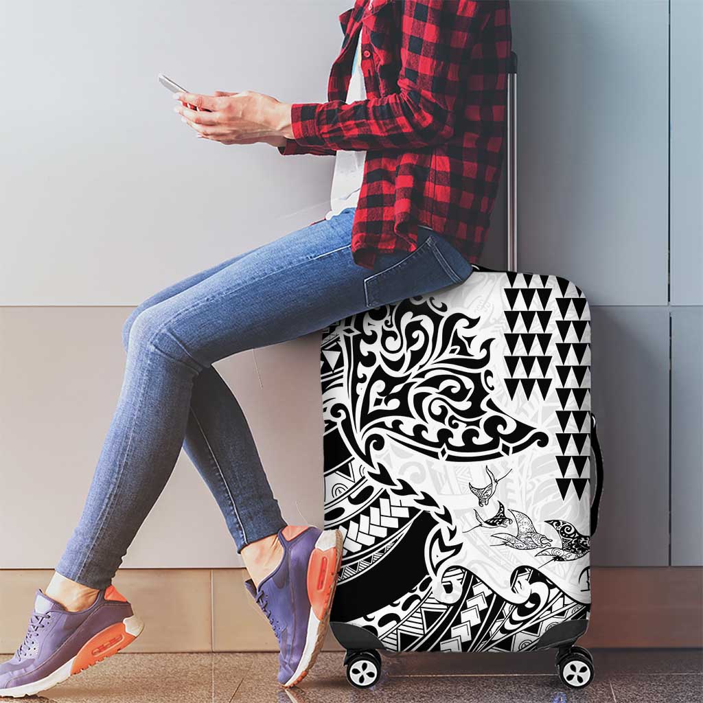 Hawaiian Tribal Manta Ray Luggage Cover Kakau Tattoo and Polynesian Art Motif Pattern LT03 - Polynesian Pride