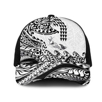 Hawaiian Tribal Manta Ray Mesh Trucker Cap Kakau Tattoo and Polynesian Art Motif Pattern LT03 One Size Black Multicolor - Polynesian Pride