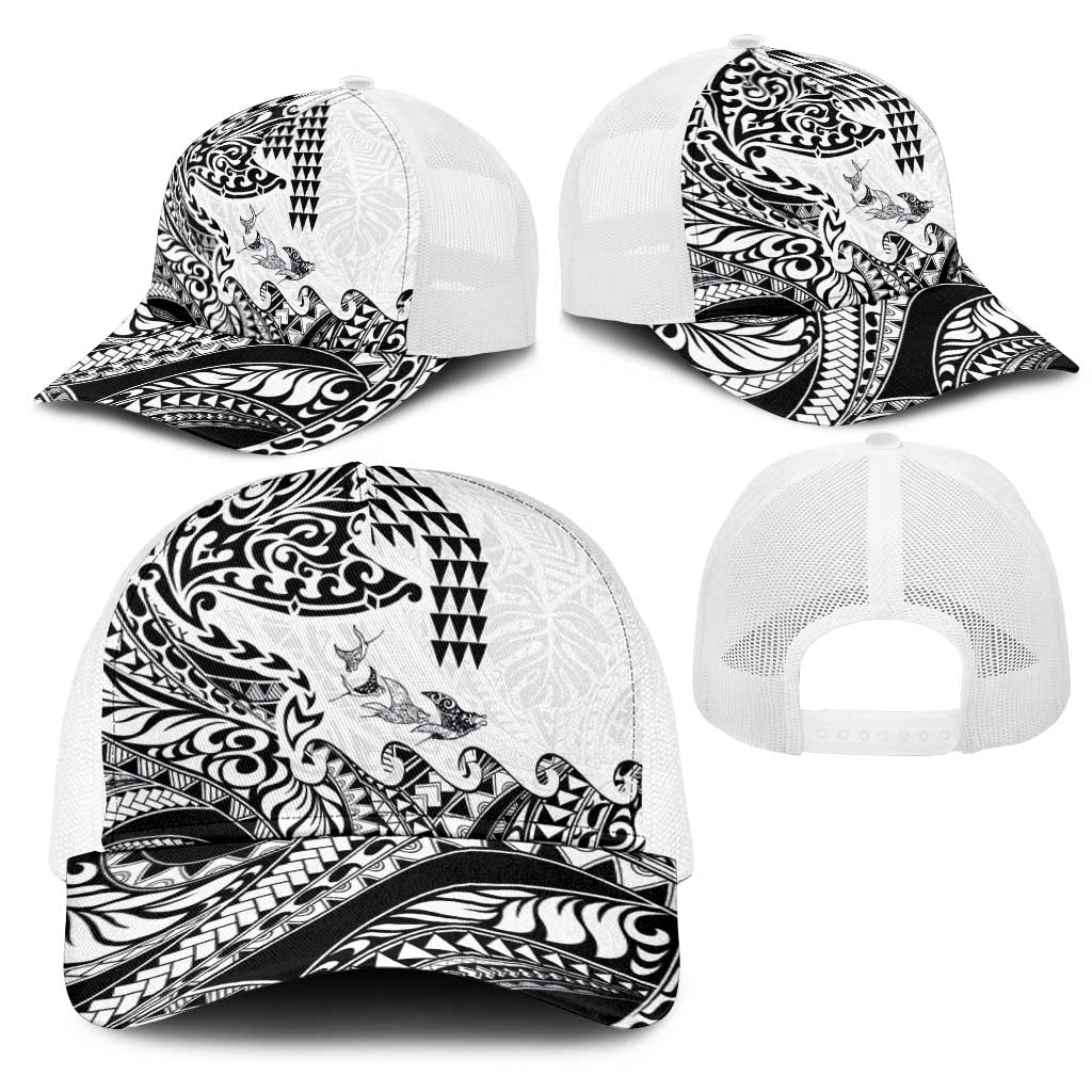 Hawaiian Tribal Manta Ray Mesh Trucker Cap Kakau Tattoo and Polynesian Art Motif Pattern LT03 - Polynesian Pride