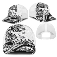 Hawaiian Tribal Manta Ray Mesh Trucker Cap Kakau Tattoo and Polynesian Art Motif Pattern LT03 - Polynesian Pride