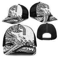 Hawaiian Tribal Manta Ray Mesh Trucker Cap Kakau Tattoo and Polynesian Art Motif Pattern LT03 - Polynesian Pride