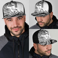 Hawaiian Tribal Manta Ray Mesh Trucker Cap Kakau Tattoo and Polynesian Art Motif Pattern LT03 - Polynesian Pride