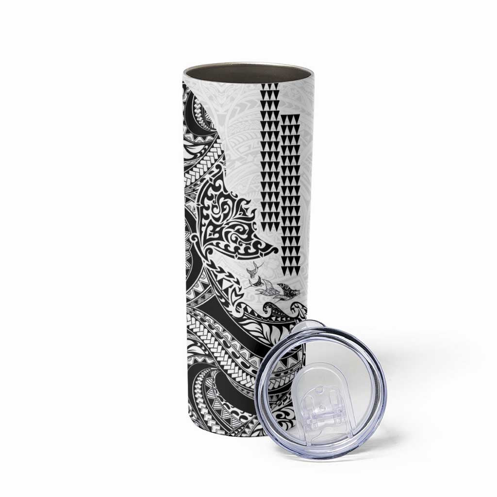 Hawaiian Tribal Manta Ray Skinny Tumbler Kakau Tattoo and Polynesian Art Motif Pattern LT03 - Polynesian Pride