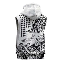 Hawaiian Tribal Manta Ray Sleeveless Hoodie Kakau Tattoo and Polynesian Art Motif Pattern LT03 - Polynesian Pride