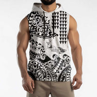 Hawaiian Tribal Manta Ray Sleeveless Hoodie Kakau Tattoo and Polynesian Art Motif Pattern LT03 - Polynesian Pride