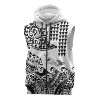 Hawaiian Tribal Manta Ray Sleeveless Zip Hoodie Kakau Tattoo and Polynesian Art Motif Pattern LT03 Multicolor - Polynesian Pride