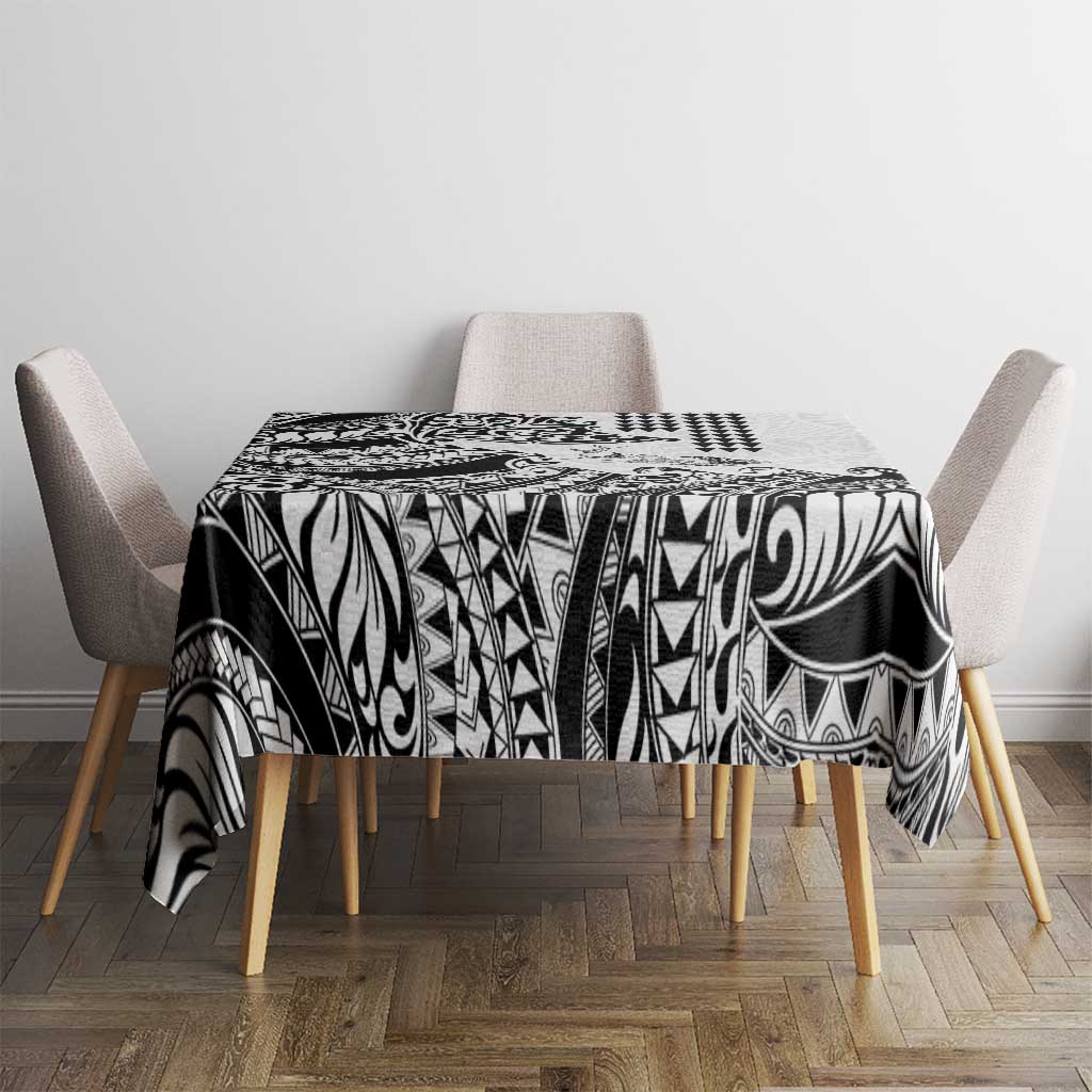 Hawaiian Tribal Manta Ray Tablecloth Kakau Tattoo and Polynesian Art Motif Pattern