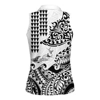 Hawaiian Tribal Manta Ray Women Sleeveless Polo Shirt Kakau Tattoo and Polynesian Art Motif Pattern LT03 - Polynesian Pride