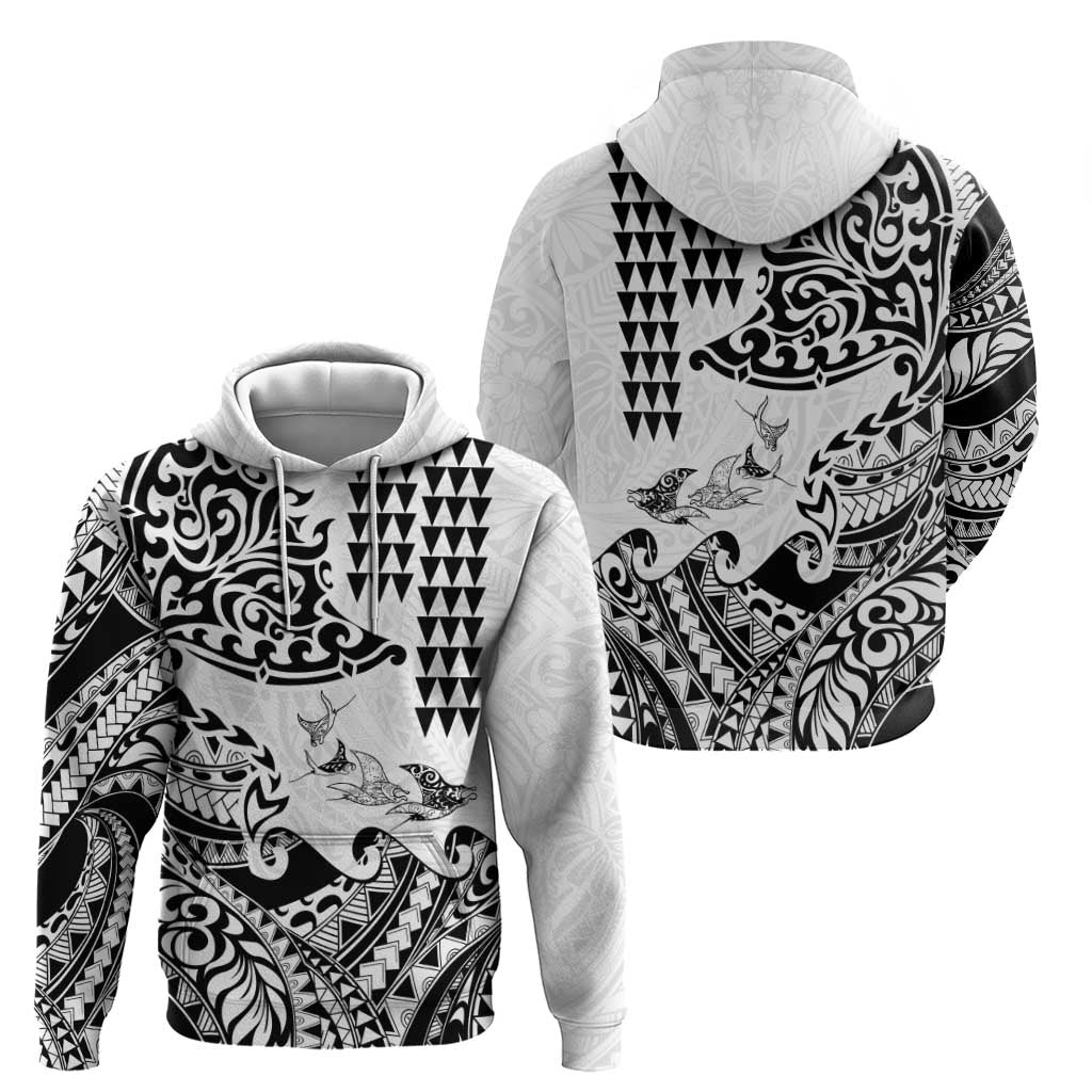 Hawaiian Tribal Manta Ray Zip Hoodie Kakau Tattoo and Polynesian Art Motif Pattern LT03 - Polynesian Pride
