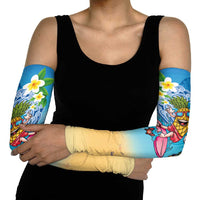 Hawaiian Funny Pineapple Surfing Arm Sleeves Beach with Tribal Kakau and Plumeria LT03 - Polynesian Pride