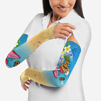 Hawaiian Funny Pineapple Surfing Arm Sleeves Beach with Tribal Kakau and Plumeria LT03 - Polynesian Pride