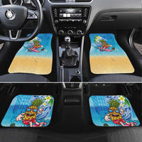 Hawaiian Funny Pineapple Surfing Car Mats Beach with Tribal Kakau and Plumeria