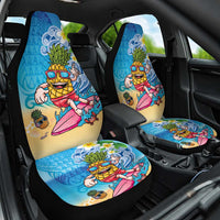 Hawaiian Funny Pineapple Surfing Car Seat Cover Beach with Tribal Kakau and Plumeria LT03 One Size Multicolor - Polynesian Pride