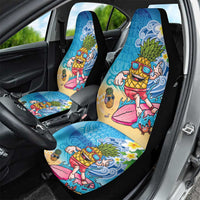 Hawaiian Funny Pineapple Surfing Car Seat Cover Beach with Tribal Kakau and Plumeria LT03 - Polynesian Pride