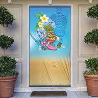 Hawaiian Funny Pineapple Surfing Door Cover Beach with Tribal Kakau and Plumeria LT03 Multicolor - Polynesian Pride